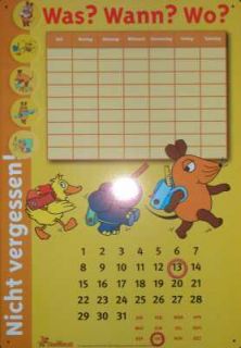 Die Sendung mit Maus Schule Blech Schild Kalender 35x50cm Stundenplan