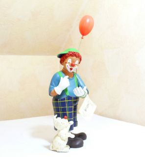 Goebel Clown Constatin mit Hund + Luftballon , Happy Clowns ca. 25 cm