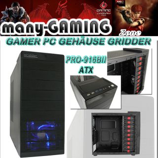 Computer PC GAMER Gehäuse GRIDDER PRO 916BII Schwarz ohne Netzteil