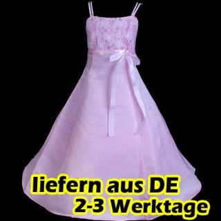 Rosa 2tlg Blumenmädchen Kleid, Hochzeit Gr. 134/140