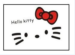 Auf diesem Aufkleber gibt es nur ein mal Gesicht von Hello Kitty.