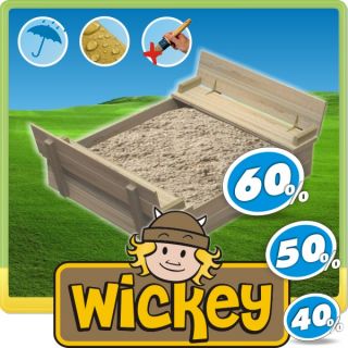 WICKEY Sandkasten mit Deckel Flippey 130x165cm Sandkiste mit Sitzbank