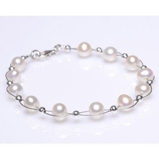 Armband aus echten Perlen Süßwasserperlen creme weiß Perlenarmband