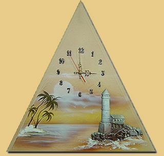 Design Wanduhr Afrika Leuchtturm handgemalt 50 cm