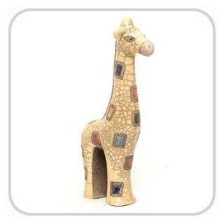 Deko Raku Farbige Giraffe Tierfigur, Sammelfigur Tier   24cm 