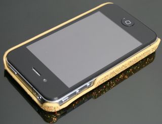 iPhone 4 4G Hülle Hart Cover Tasche Schale Glitzer Gold