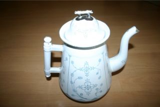 Rarität 1880 1900 Emaille Kaffeekanne Kanne Vase Indisch Blau