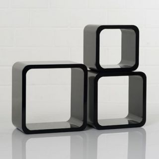 Cube Regale 3 tlg extra Tief; Bücher CD Wandregal Würfel Wandboard