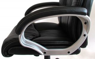 Bürostuhl Chefsessel Drehstuhl M61 Textilleder schwarz, creme