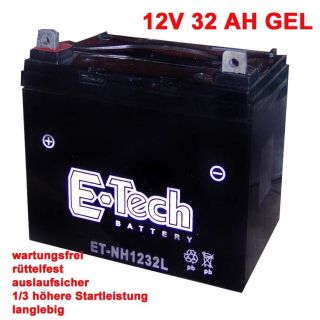 GEL Batterie 12V 30 Ah 32Ah Rasenmaeher Roller Motorrad 186x130x171mm