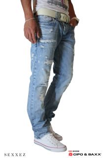 Cipo & Baxx Jeans Distressed Style Red Bridge Jeans Helle Waschung Neu