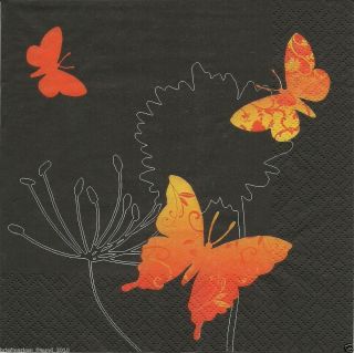 Servietten Napkins Schmetterling schwarz/orange Dekoration #178