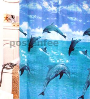 Duschvorhang Textil FLIPPO 180 cm Delfin Meer blau/weiß