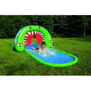 Wasserrutsche 5 m für Kinder mit Torbogen Krokodil aufblasbar 