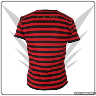 FancyBeast Schwarz Rot Clubwear Streifen T Shirt Gr.M