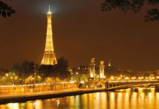 Fototapete PARIS Eifelturm Skyline Nacht 4 321 254x184
