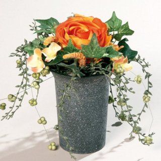 Cabbagerose Gesteck im Topf Rose Kunstrose Kunstpflanze orange 