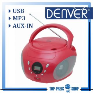 mit MP3, USB und Aux In Denver Boombox CD Player TCU 203 RED