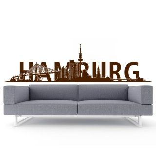 Skyline Hamburg Typo   Wandtattoo   140 x 35 cm   Braun 