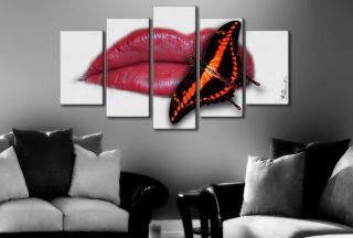 Mund Lippen Schmetterling Insekten Bilder Leinwand XXL