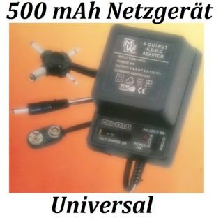 Universal Netzgerät 500mA 230V/50Hz inkl. 6 Stecker Netzteil NEU/OVP