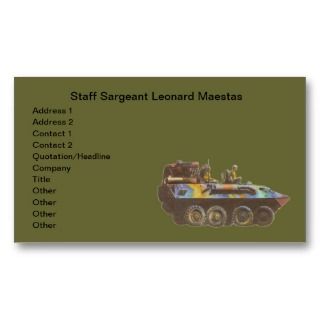 US Military Army Marine Corps Tank Business Card