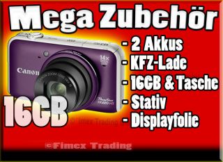 Canon Powershot SX220 LILA Digitalkamera + Mega ZUBEHÖR 16 ###