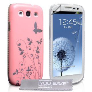Samsung Galaxy S3 Tasche Licht Rosa Schmetterling Harte Hülle Mit