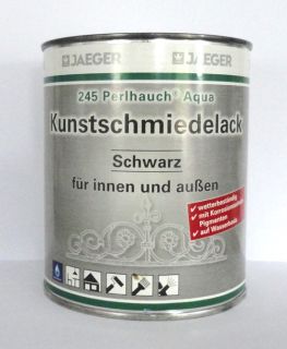 750 ml JAEGER 245 Perlhauch Aqua Kunstschmiedelack Farbe SCHWARZ (1l/7