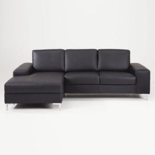 Kopenhagen Sofa mit Longchair links / Leder schwarz: Küche