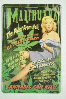 Metallschild Marihuana The Plant From Hell Joint Fun Blech Deko Schild