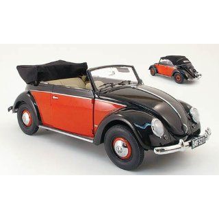 VW Käfer Cabriolet, schwarz/rot, 1949, Modellauto, Fertigmodell, Sun