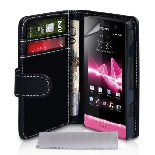 Sony Xperia U Tasche Schwarz PU Ledertasche Brieftasche Hülle Mit