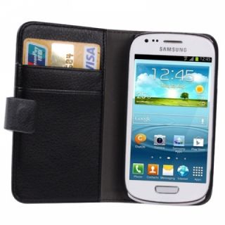 Samsung Galaxy S3 Mini i8190 Schwarz Flip Cover Ledertasche Bumper