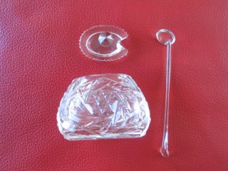 Süßstoff  Zuckerdose mit Deckel Kristallglas +Löffel 3E