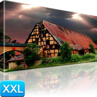 Altes Haus Sturm Gebäude Leinwand Bilder 100x55 XXL