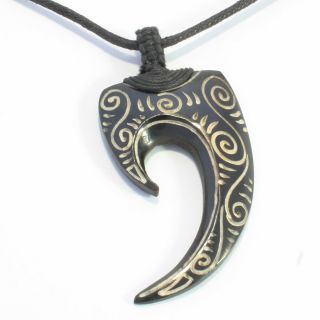 Tribal Amulett Anhänger Kette Horn Maori Design PB259