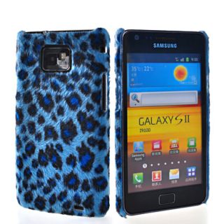 Fell Plüsch Blau Leopard hard Tasche Case Hülle Schutz Samsung I9100
