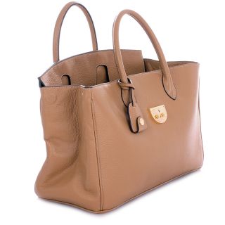 ROUVEN Camel Braun & Gold JANE ICONE 40 Leder Tasche Bag Handtasche