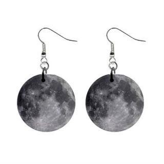 Full Moon 1 Round Button Earrings New