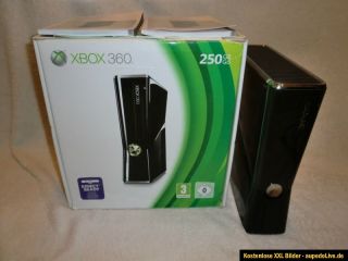 Microsoft Xbox 360 S 250 GB Glossy Black Spielkonsole + Zubehörpaket