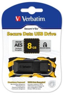 Verbatim USB Stick 8GB Secure Data AES 256 Bit schwarz