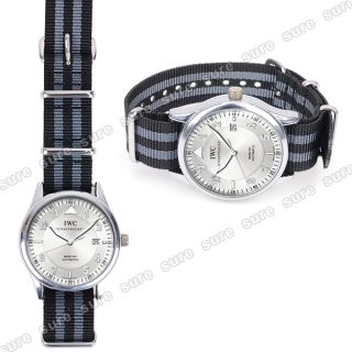 SCHWARZ/GRAU Uhr Uhrenarmband Band Armband Uhrenarmbänder Nylon 20mm