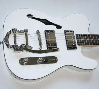 Gitarre Tele Thinline White Beauty, Bigsby, Humbucke