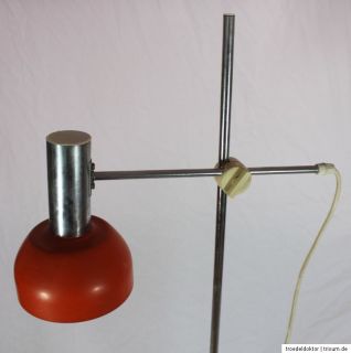 Große Original 70er Jahre Chrom Stehlampe Leselampe Space Age orange