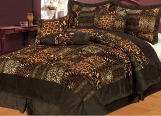 11Pcs Queen Safari Brown Micro Fur Bed in a Bag Set
