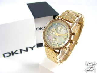 DKNY Elegante Donna Karan Damenuhr NY8340 mit Zirkonia PVD Gold