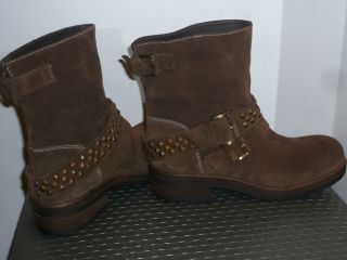 VIC MATIE BROWN SUEDE BIKER ANKLE BOOTS RP£279 36.5,37,38,39, 40,41