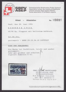 Schweiz 293 a gestempelt geprüft Fotoattest