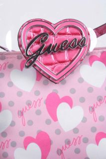 Guess Shopper Tasche + Kosmetiktasche Pink durchsichtig #512b